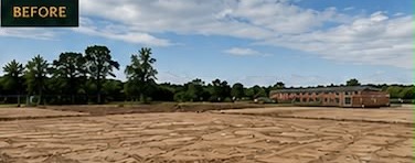 Levelled open site before foundation works