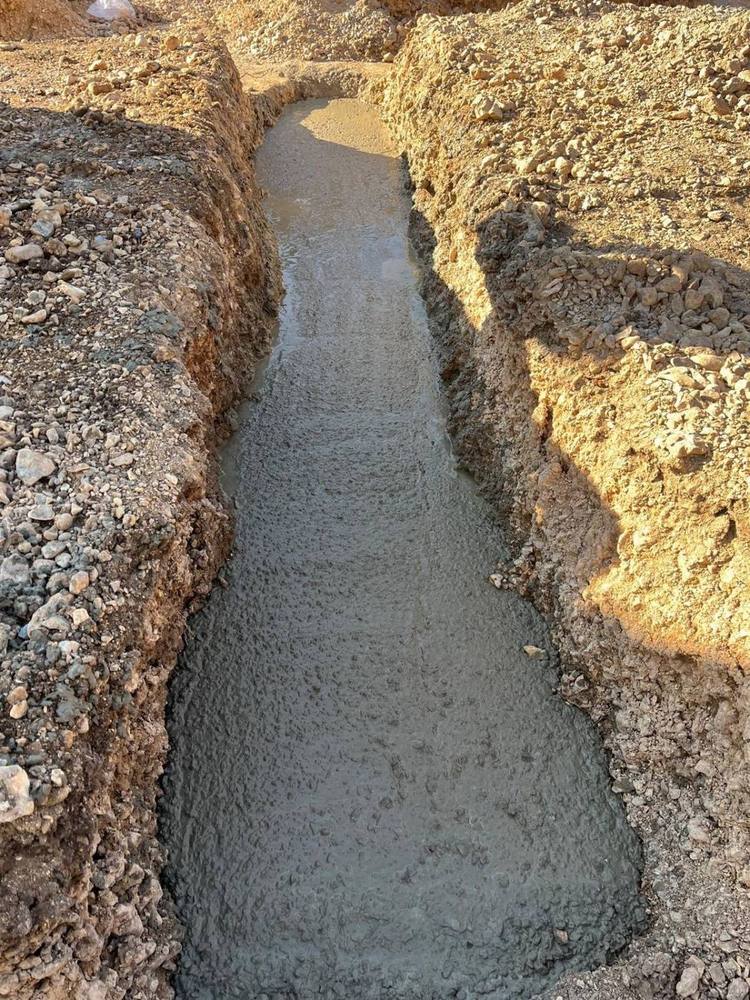 Trench fill concrete in a foundation trench on one of our sites